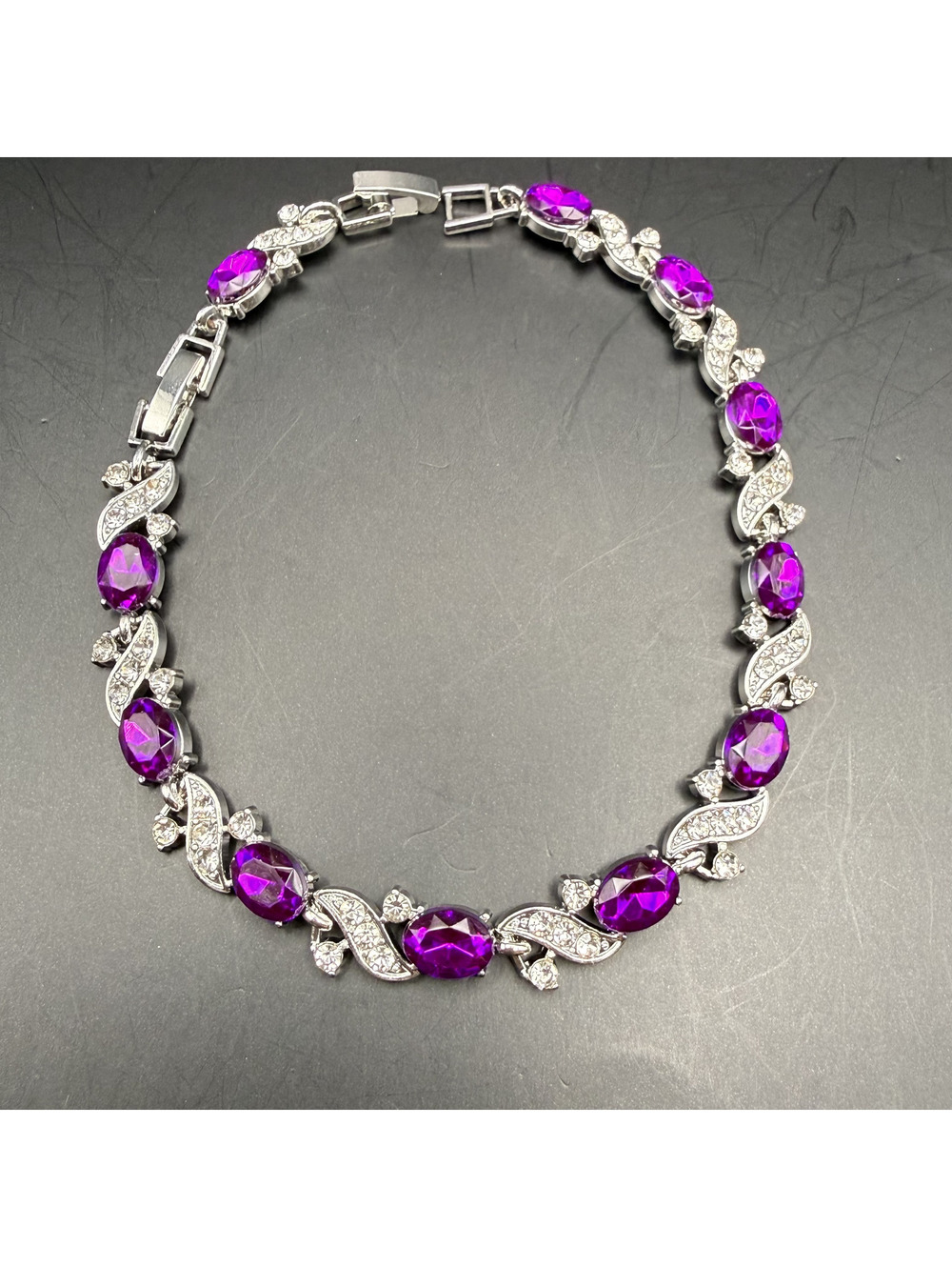 candy+clover elite purple crystal 14k white gold plated bracelet